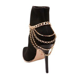 Women Gold Metal Boot Chain Bracelet Anklet Shoe Multi Strand Wave Bling Charm